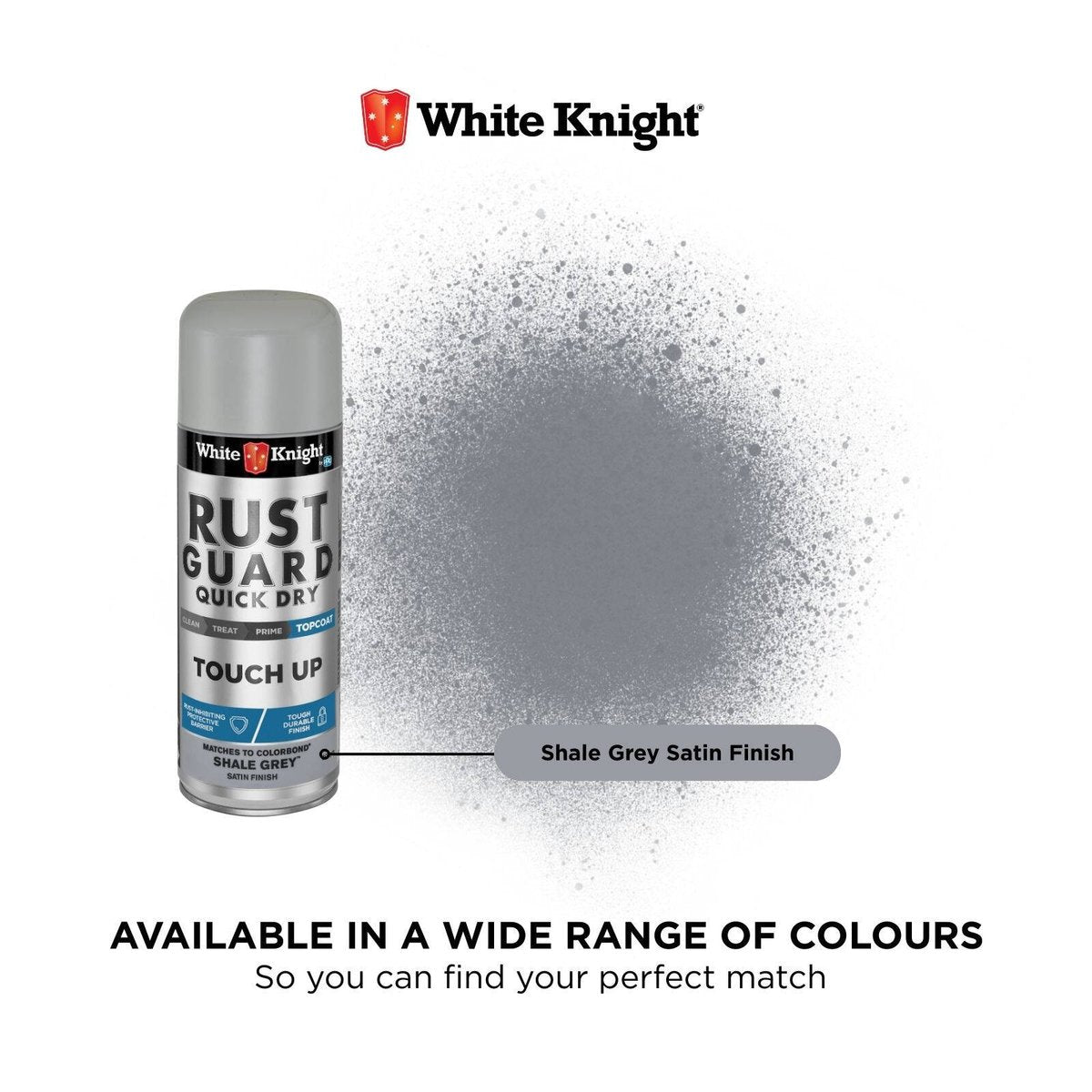 White Knight Rust Guard Shale Grey Satin Touch Up Spray Paint 300g