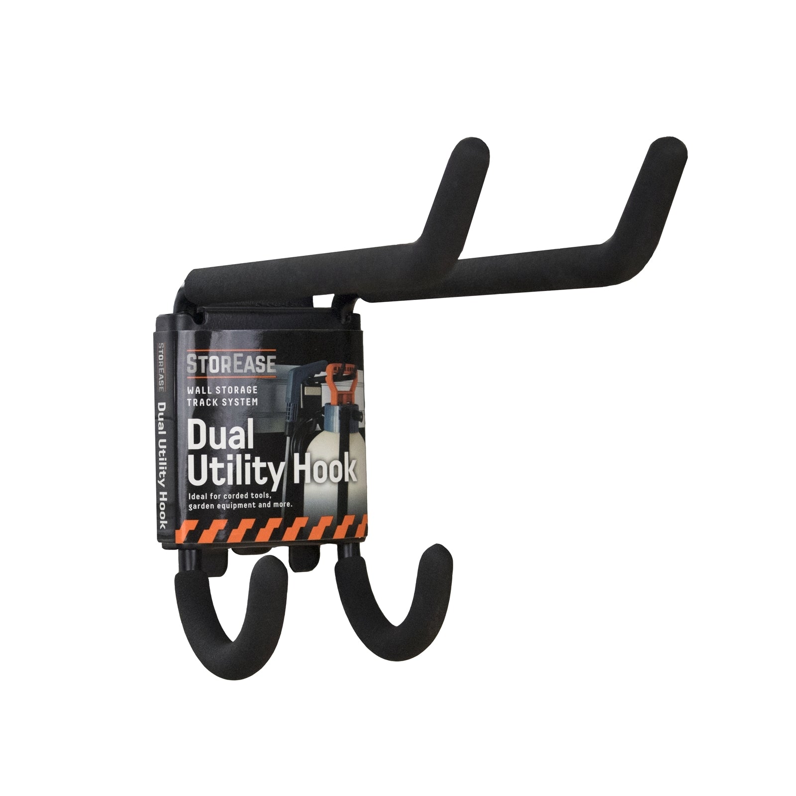StorEase Dual Utility Hook Black Steel 18kg Wall Track Garage Storage