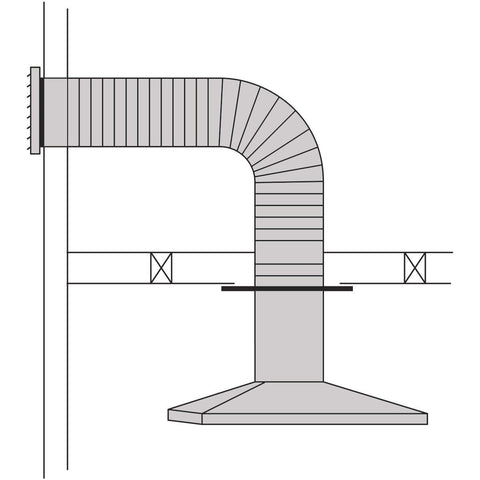 Abey 150mm Horizontal Ducting Kit - 3.4m Airflex, Ceiling Ring, Auto-Closing Wall Vent - RHH6