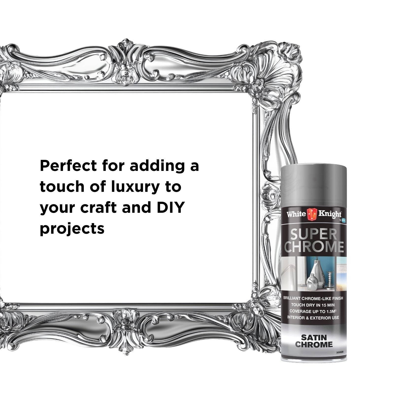 White Knight 300g Super Chrome Satin Spray Paint - Indoor/Outdoor
