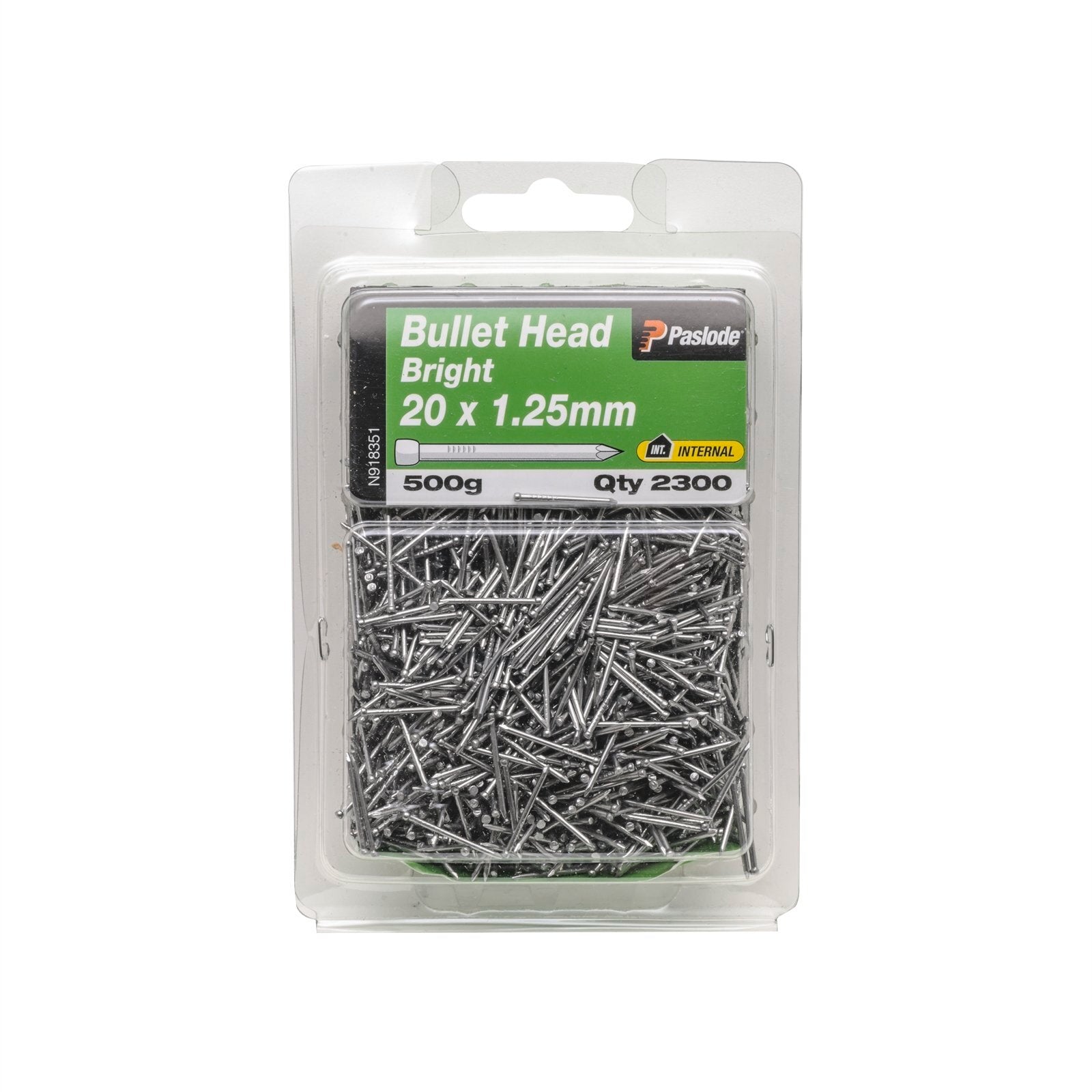 Paslode Bullet Head Nails 20 x 1.25mm Bright Steel 500g 2300 Pack