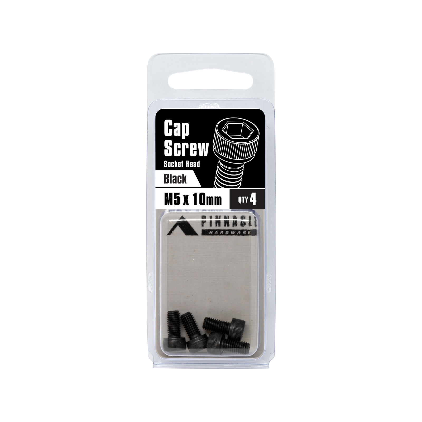 Pinnacle M5 x 10mm Steel Black Oxide Socket Head Cap Screw 4 Pack
