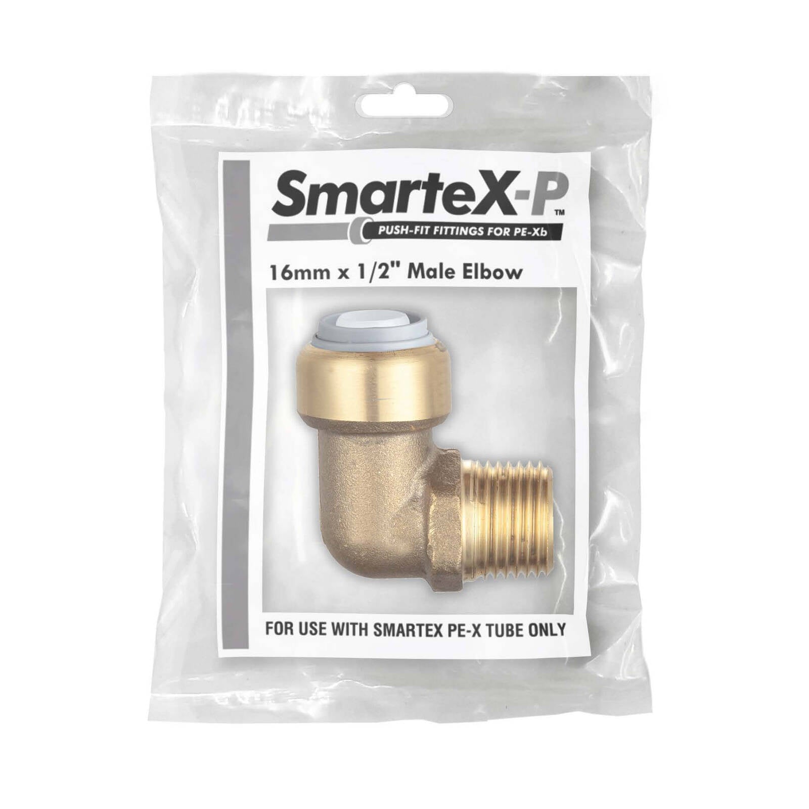 SmarteX-PEX 16 x 15mm Male Elbow, Lead Free Brass Push-Fit
