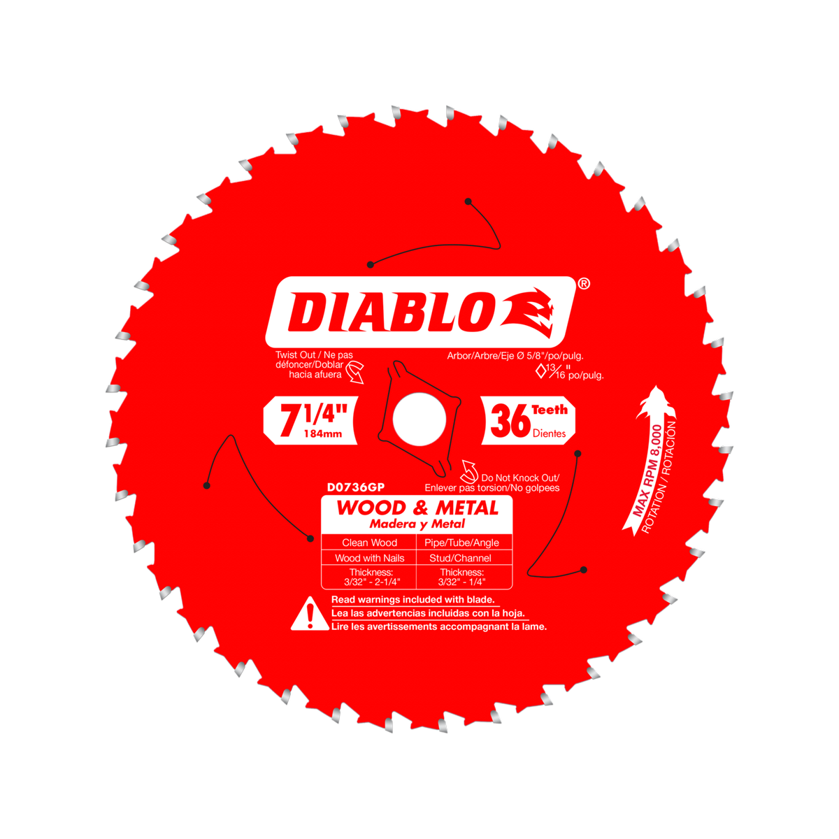 Diablo 184mm 36t Carbide Saw Blade - Wood & Metal Cutting - Durable - SuperSaverAU - view 3