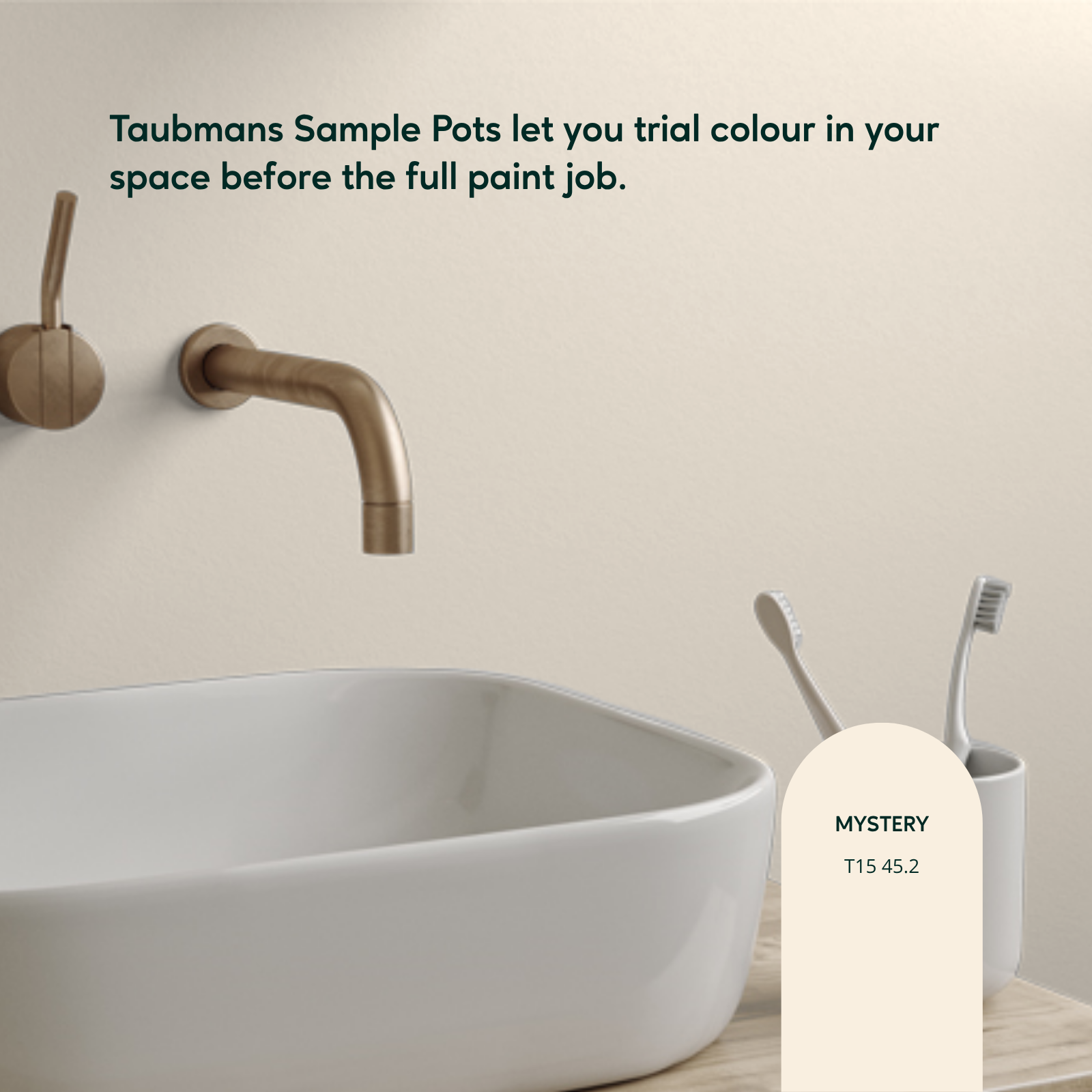 Taubmans Neutral 250ml Sample Pot, Water Based Acrylic, Splatter Resistant Tintable