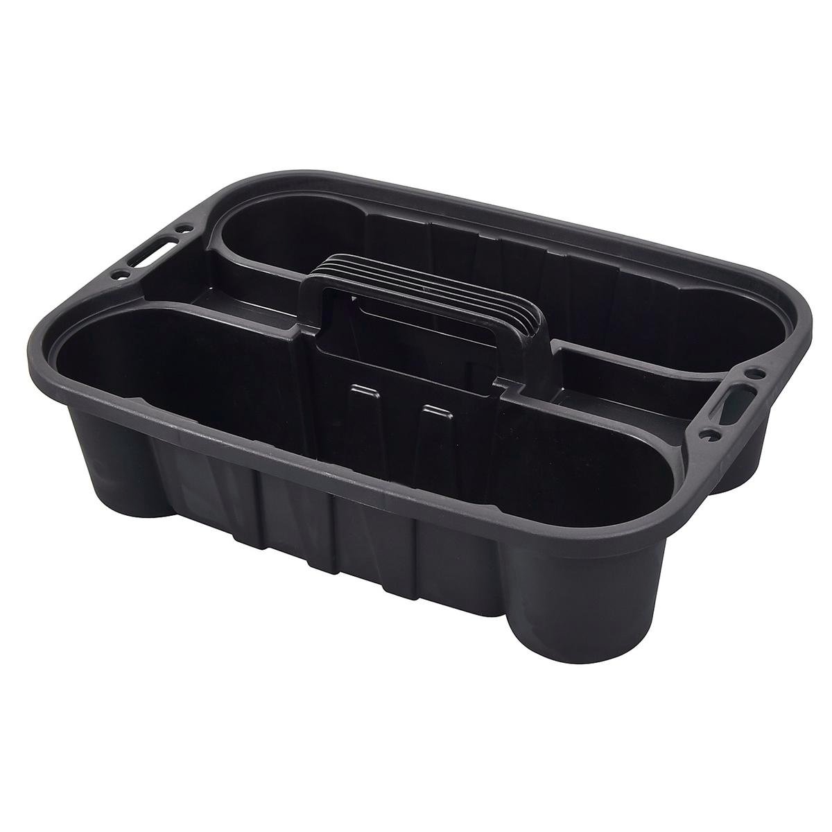 Craftright Plastic Tote Tray, Black, Heavy Duty PP, 2 Compartments