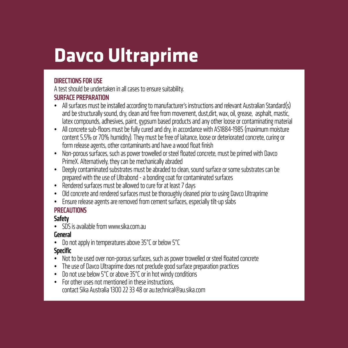 Davco Ultraprime 1L Surface Primer, Acrylic Liquid for Tile Adhesive & Waterproofing