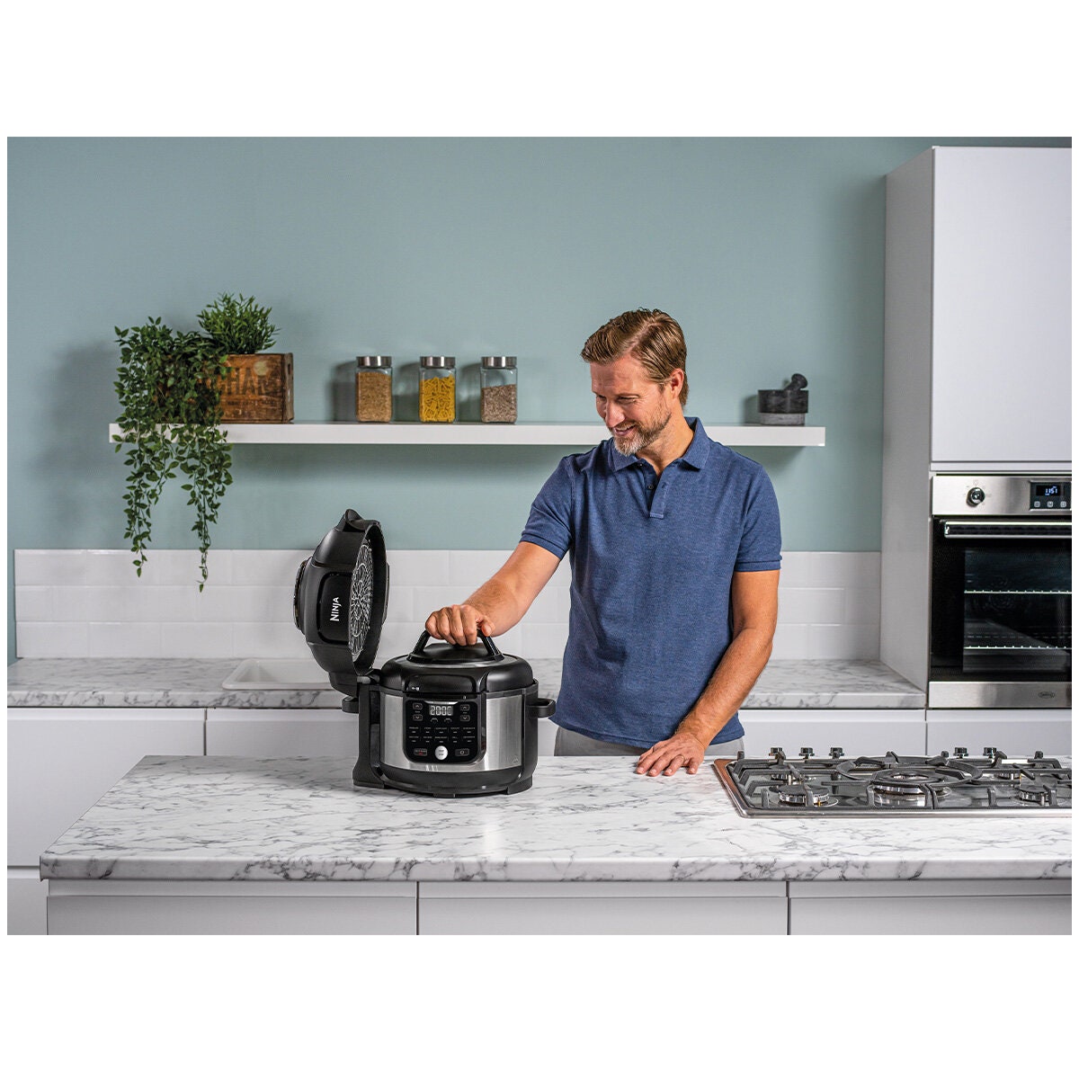Ninja Foodi 6L Multi Cooker - 11 Functions, TenderCrisp Air Fry Lid, Pressure Cooker, Stainless Steel - OP350