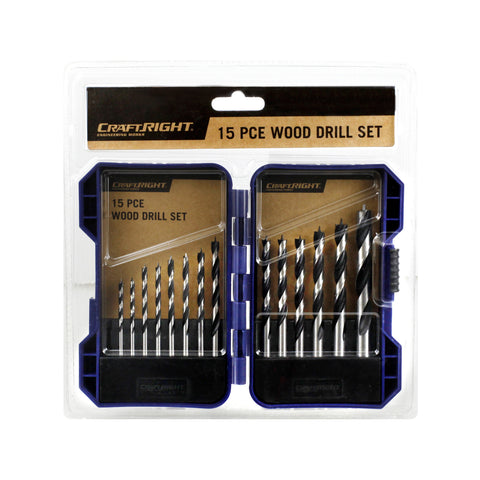 Craftright 15 Piece Carbon Steel Wood Drill Bit Set