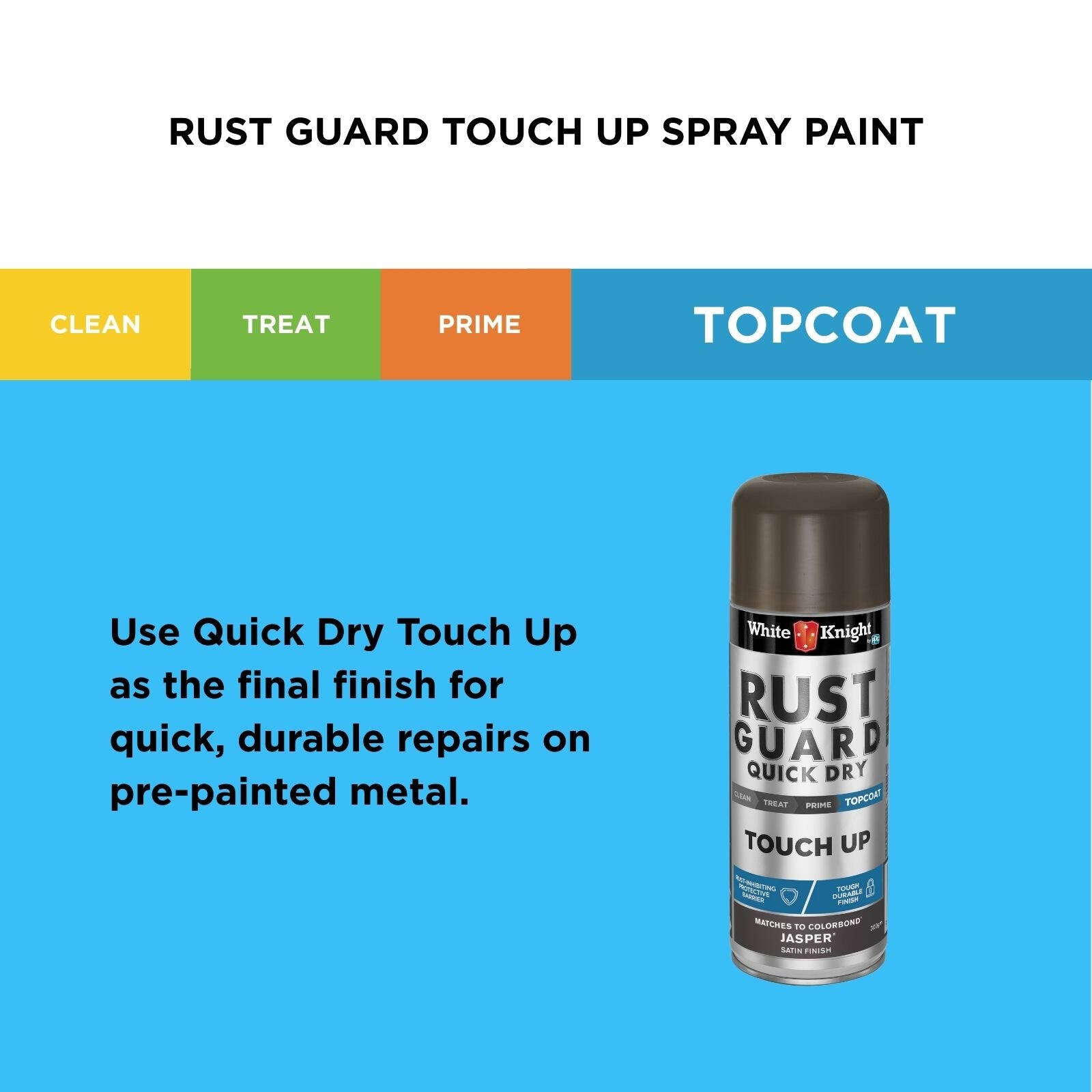 White Knight Rust Guard Touch Up Spray Paint 300g Jasper Satin