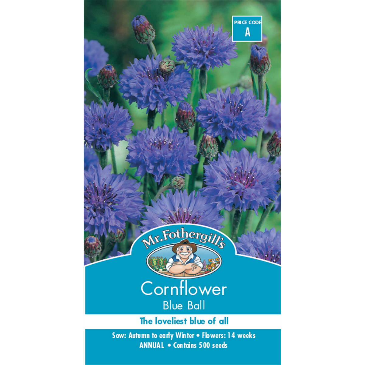 Mr Fothergill's Cornflower Blue Ball Flower Seeds - Hardy Cottage Garden Annual
