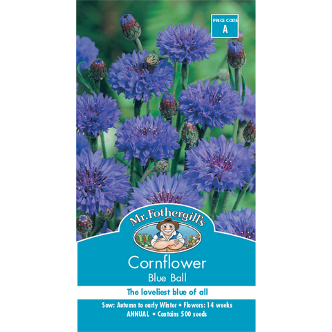 Mr Fothergill's Cornflower Blue Ball Flower Seeds - Hardy Cottage Garden Annual