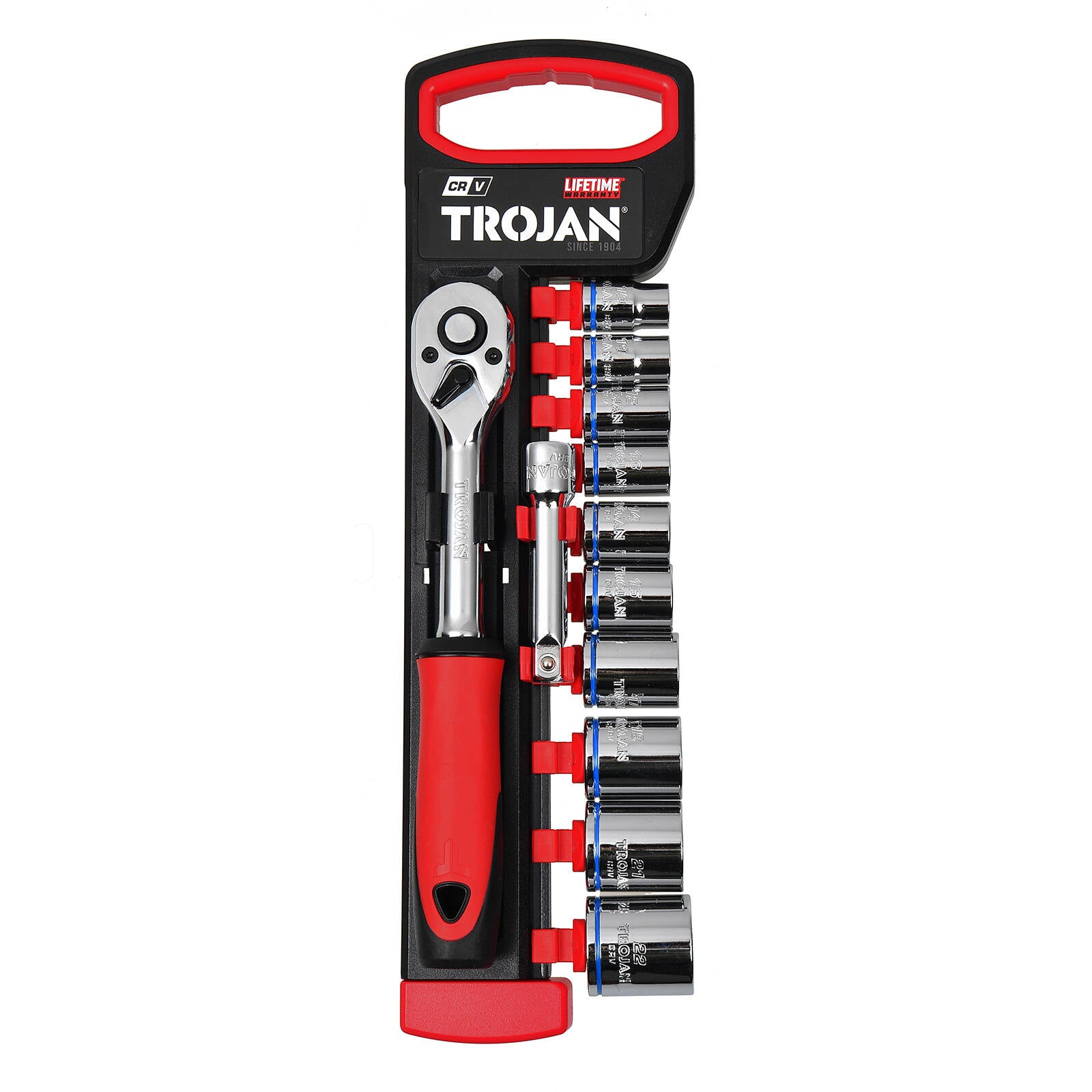Trojan 12 Piece 3/8" Drive Metric Socket Set, Chrome Vanadium 12 Point