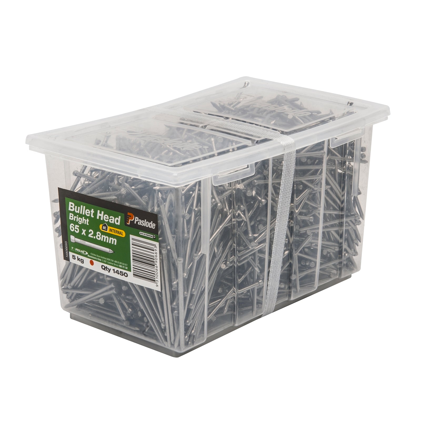 Paslode 65 x 2.8mm Bright Steel Bullet Head Nails - 5kg 1450 Pack