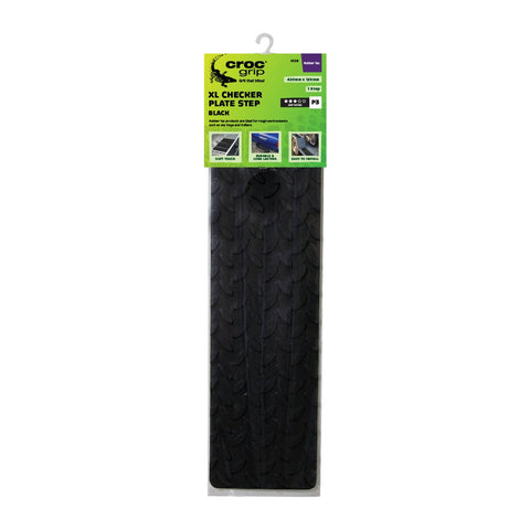 Croc Grip 420mm x 120mm Checker Plate Rubber Step - Black