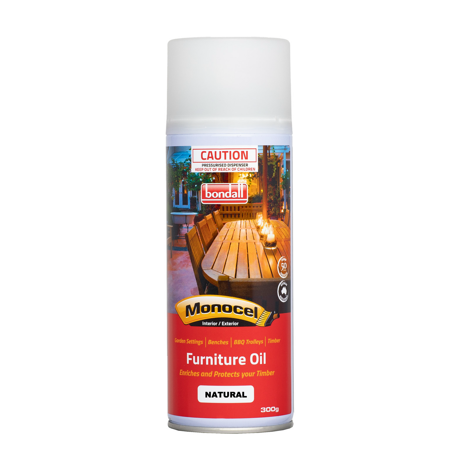 Bondall Monocel 300g Natural Furniture Oil Aerosol for Timber