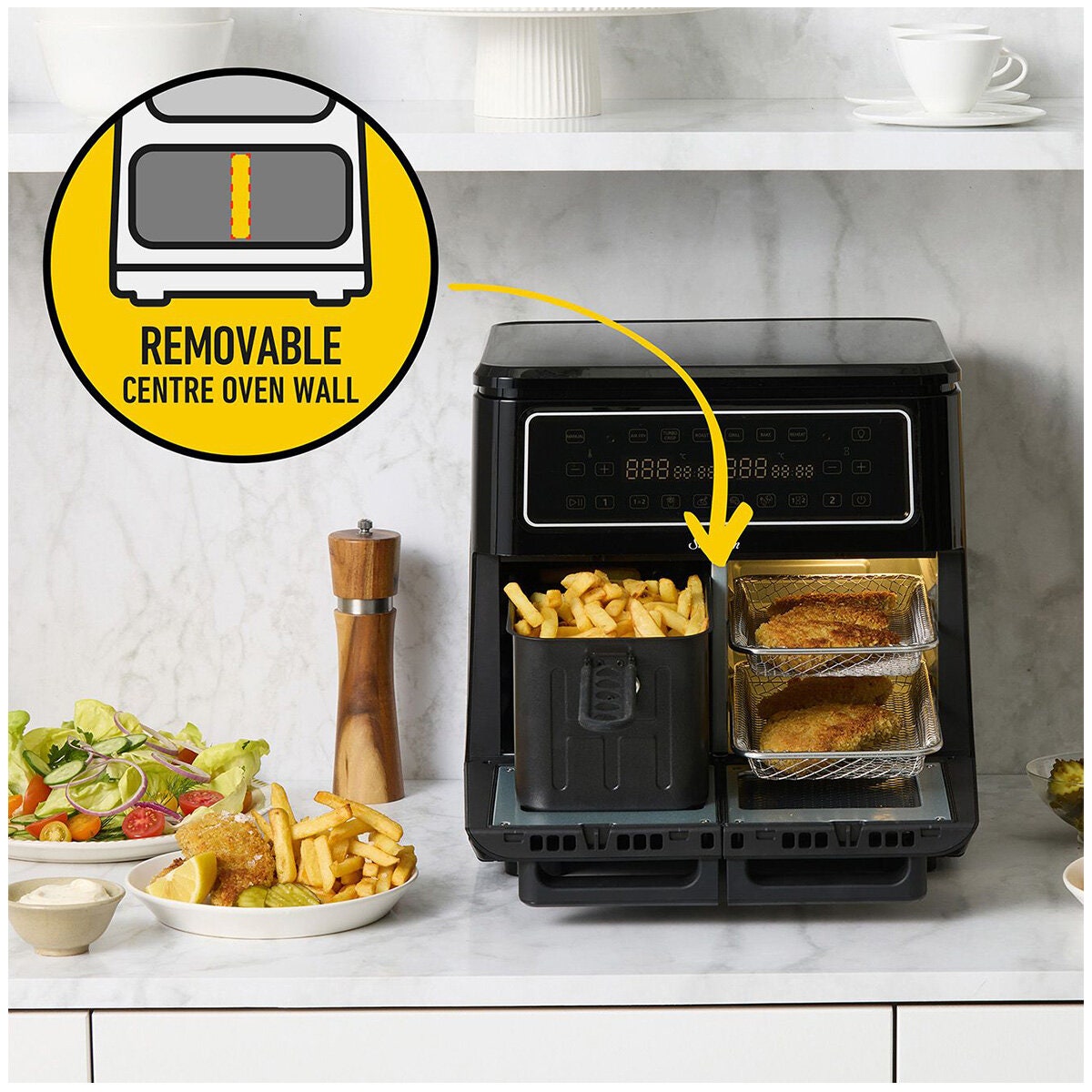 Sunbeam Multi Zone 11.4L Air Fryer Oven - Removable Centre Wall, Single or Dual Zone - AFP6000BK