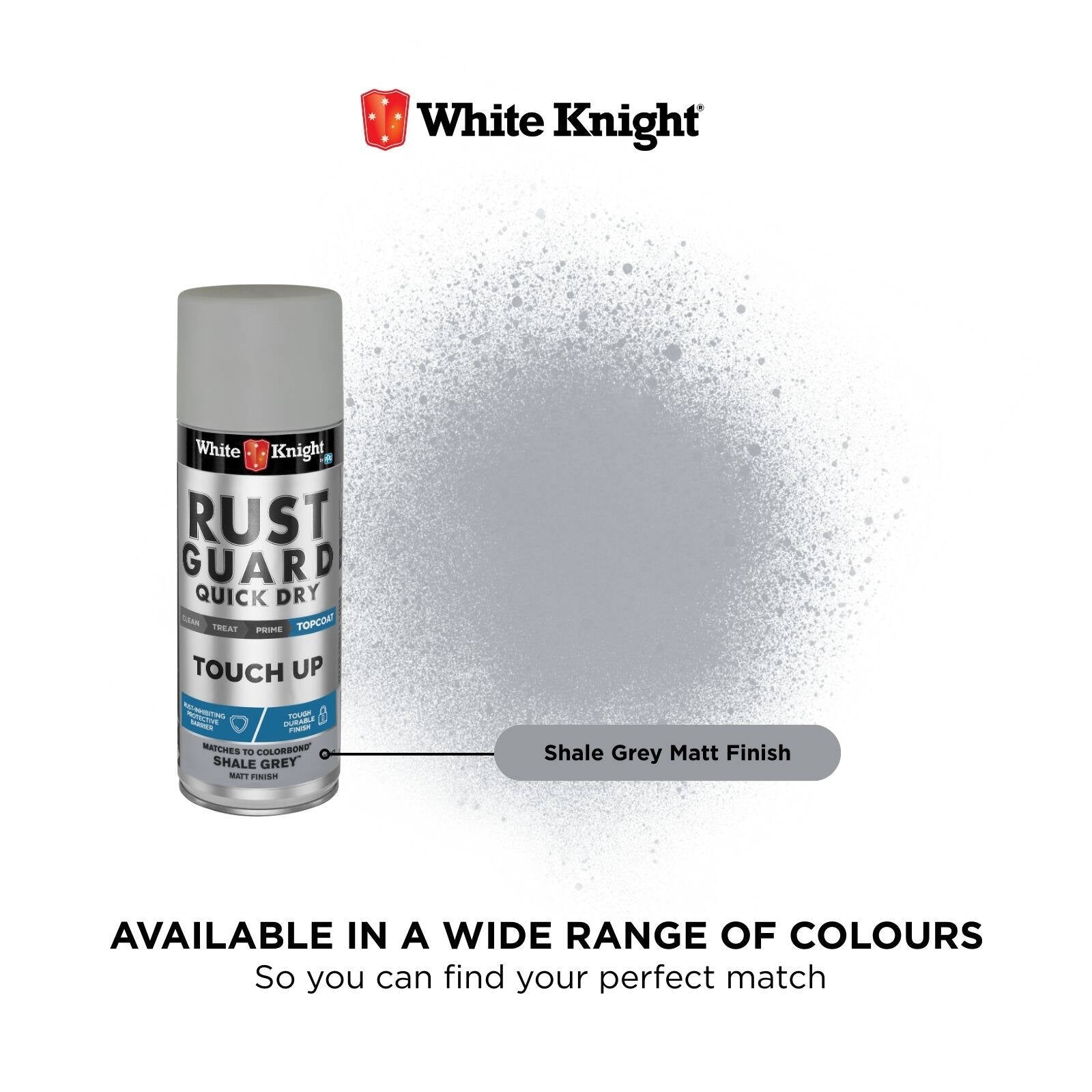 White Knight Rust Guard 300g Shale Grey Matt Quick Dry Touch Up Spray Paint