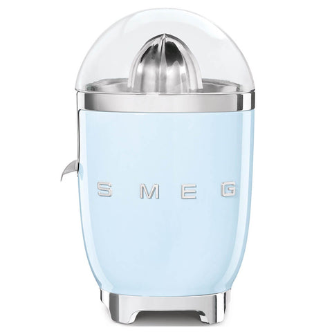 Smeg 50s Style citrus juicer - Pastel Blue, stainless steel reamer and strainer, Tritan Renew bowl - CJF11PBAU