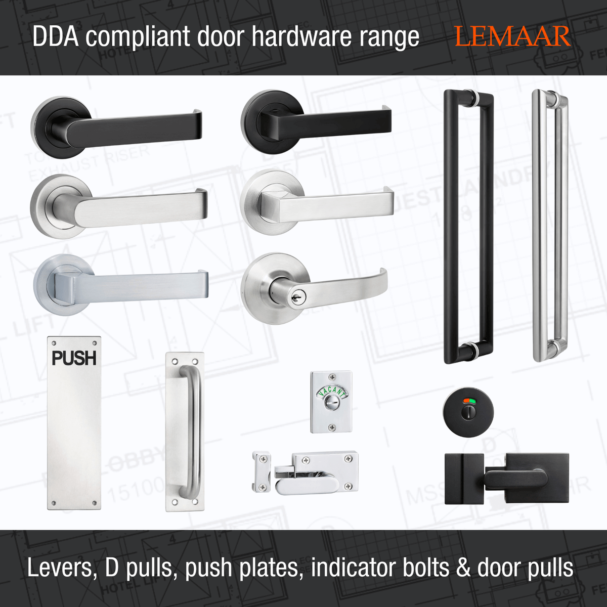 Lemaar D Pull on Plate 250 x 65 x 2mm Black DDA Compliant - SuperSaverAU - view 4