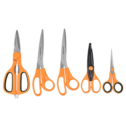 Craftright 5 Piece Scissors Set - Steel Blades, Comfort Grip Handles