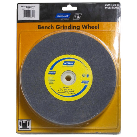 Norton 200 x 25 x 25.4mm Bench Grinding Wheel - Aluminium Oxide Grey
