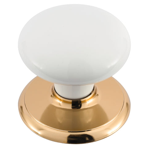 Gainsborough Classic Series Passage Knobset Bright Goldtone / White Interior
