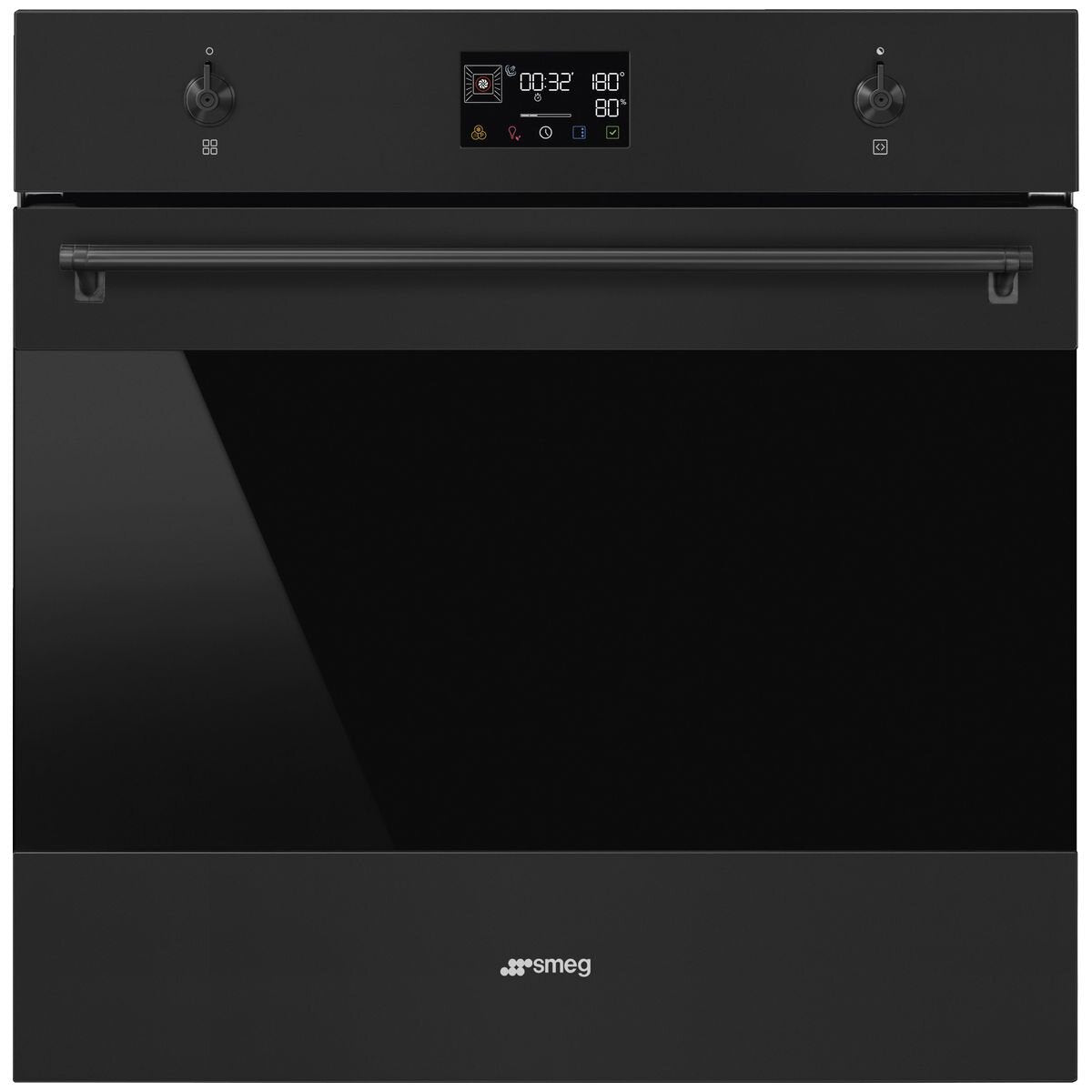 Smeg 60cm Classic Pyrolytic Oven - 68L Net, Matte Black, Air Fry and BBQ Modes - SOPA6302TN