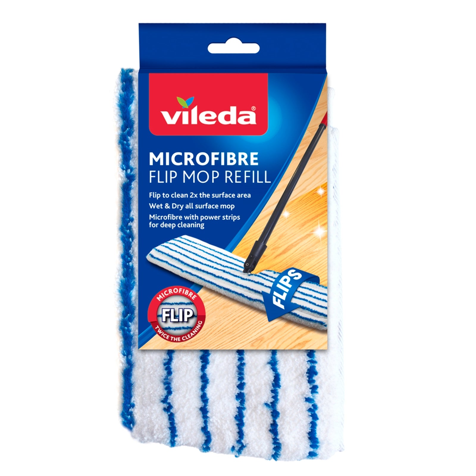 Vileda Microfibre Flip Flat Mop Refill Wet and Dry Use