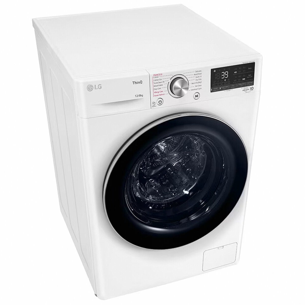 LG Series 9 12kg/8kg Front Load Washer Dryer Combo - Steam, Direct Drive Motor - White - WVC9-1412W