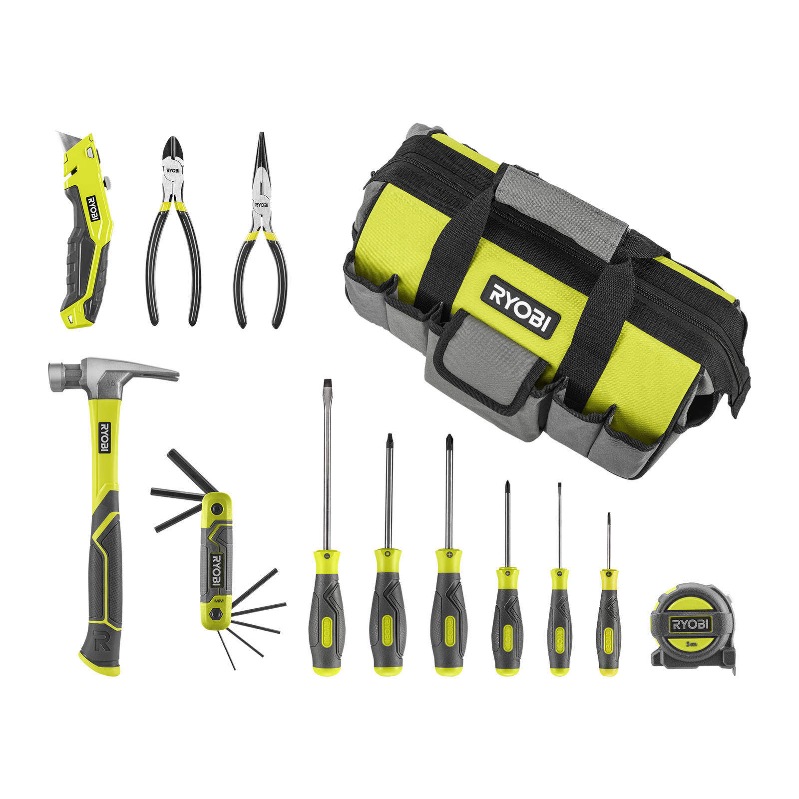Ryobi 12 Piece Homeowners Hand Tool Kit with 355mm Tool Bag
