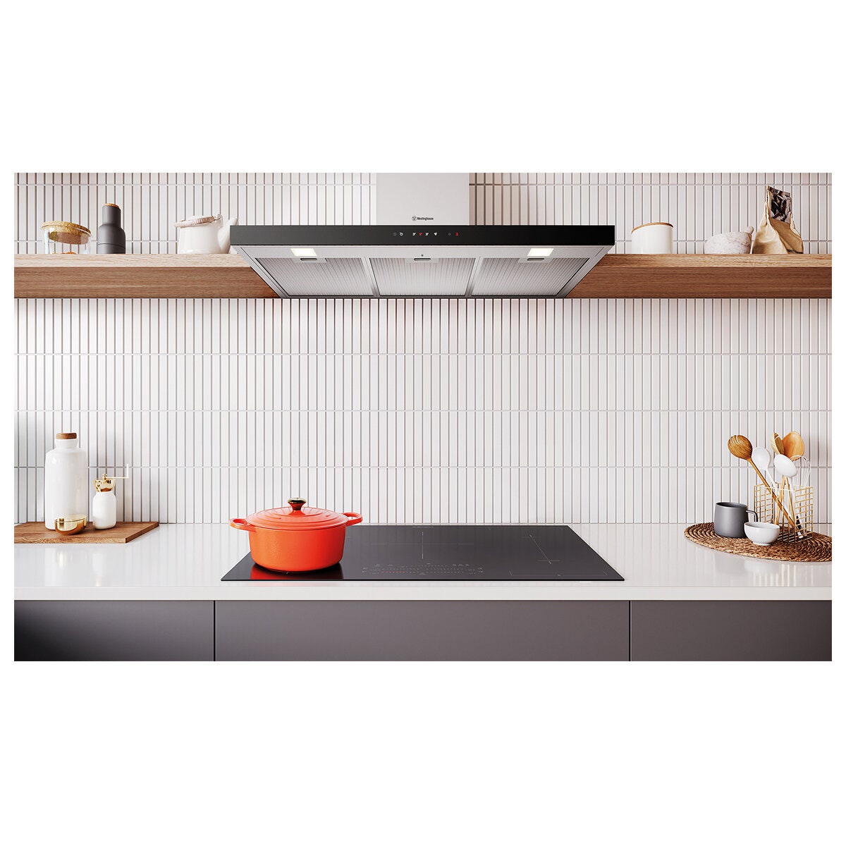 Westinghouse 90cm Canopy Rangehood with Hob2Hood - Mark Resistant Stainless Steel, 810m³/h - WRC924SD