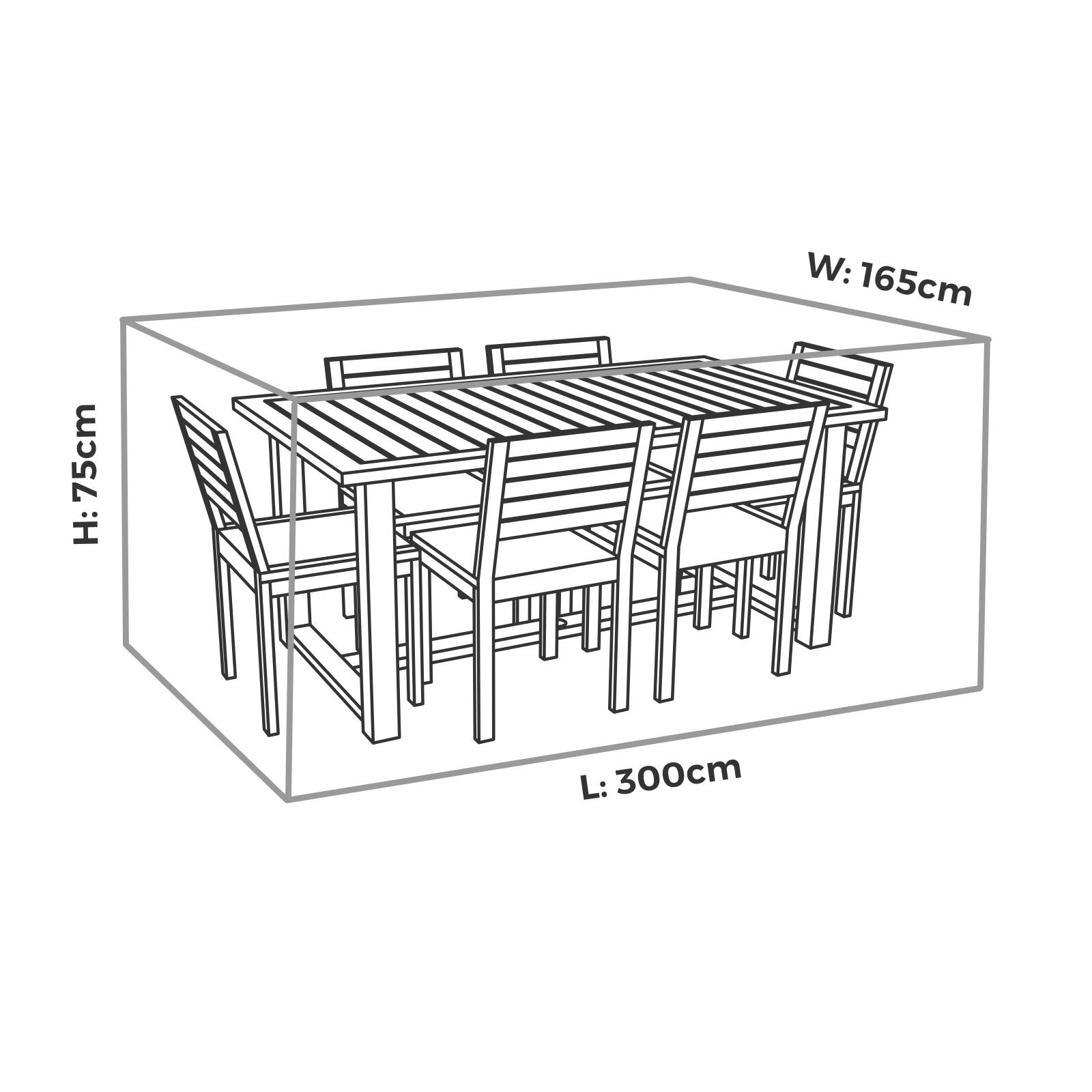 Mojo Large Rectangle Table & Chairs Premium Outdoor Furniture Cover, PVC, Weather & UV Resistant