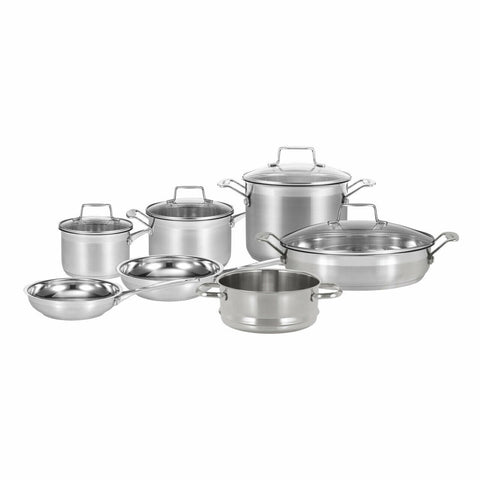 Scanpan Impact 7 Piece Cookware Set - 18/10 Stainless Steel, Glass Lids, Induction Compatible - 22091
