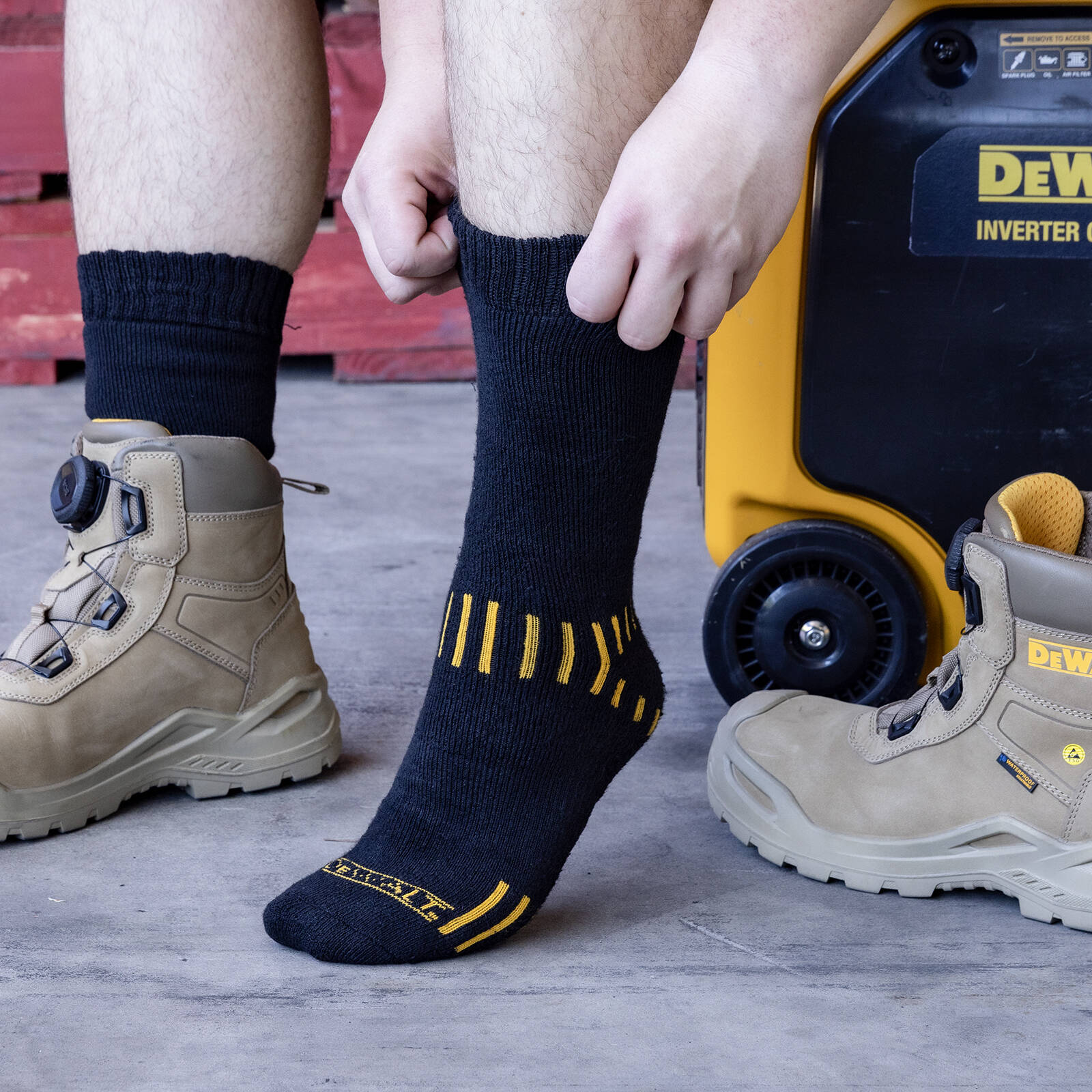 DeWalt Workwear Work Cotton Socks 2 Pack Crew Size 10-13 Men's