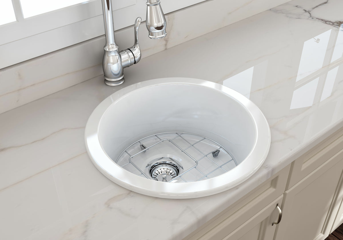 Turner Hastings Cuisine Round 47 Single Bowl Sink - Fine Fireclay, Gloss White, 27L - CUR47FS