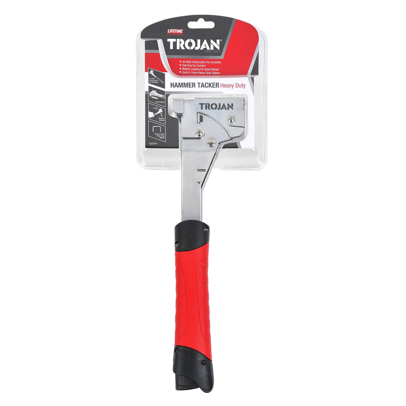 Trojan Heavy Duty Hammer Tacker TJQ70751 All-Steel Flat Staple