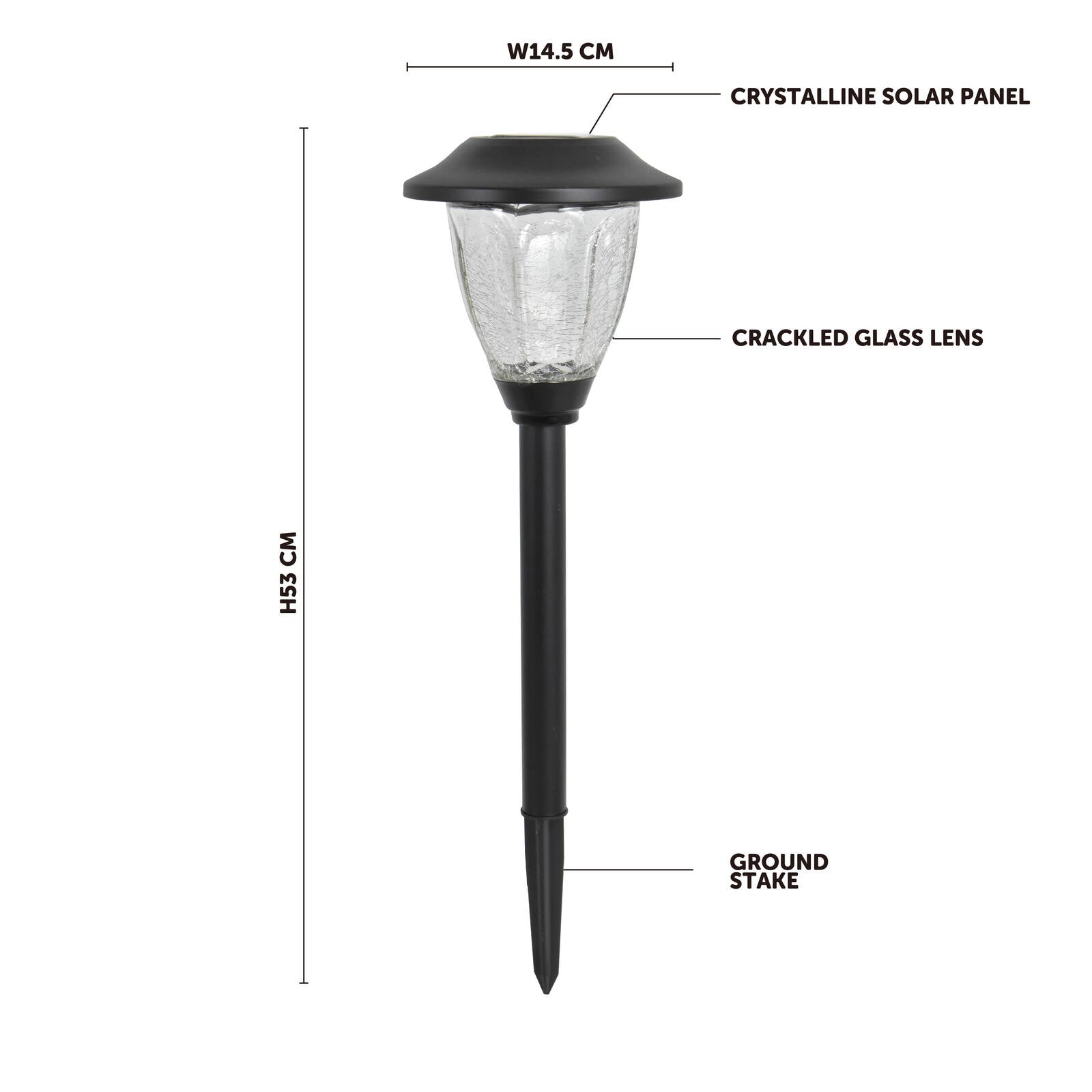 Click Charlotte Solar LED Pathway Light Crackled Glass
