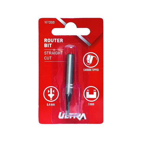 Ultra Straight Router Bit 6.4 x 3mm Tungsten Carbide Tipped 1/4 Shaft