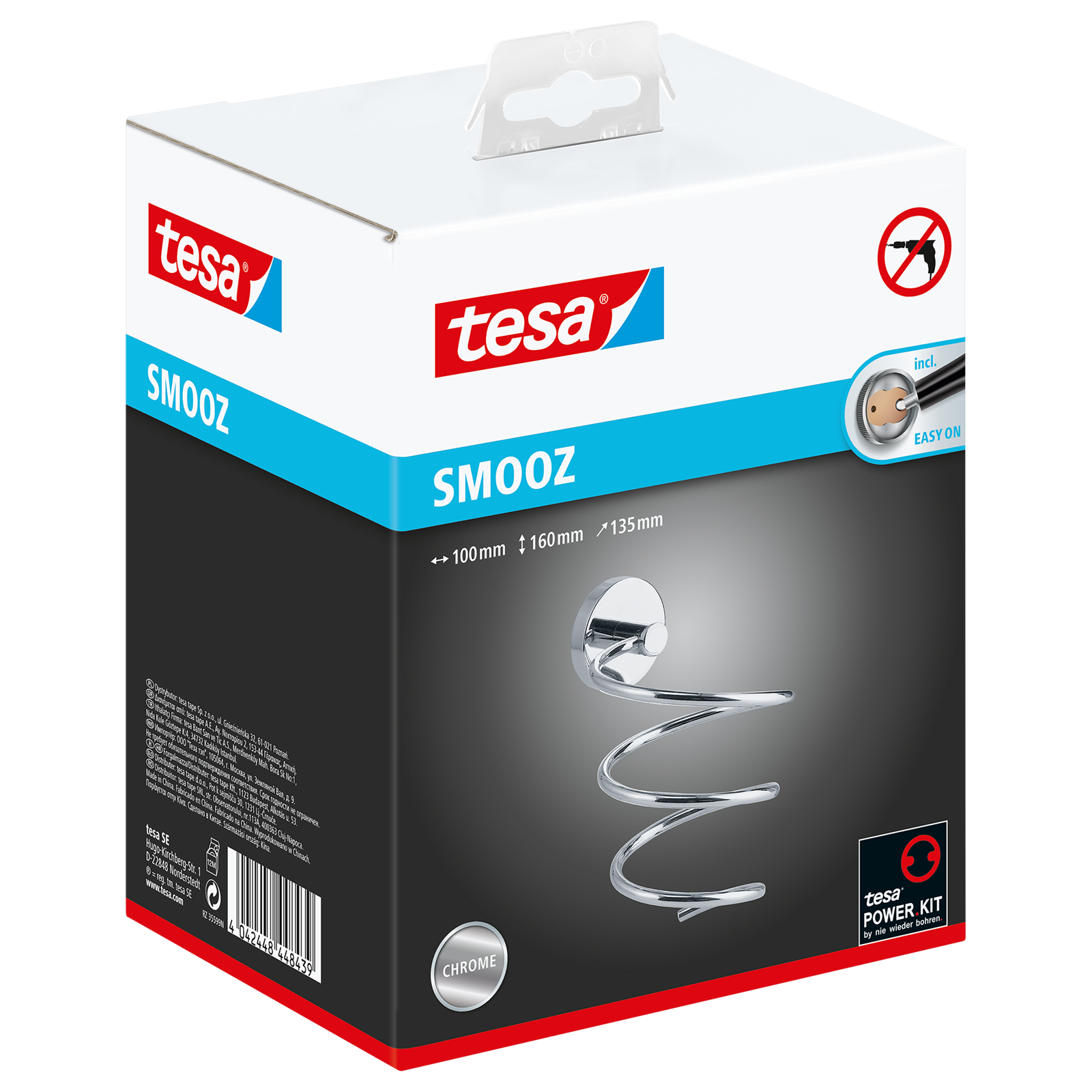 tesa Smooz Chrome Self-Adhesive Hair Dryer Holder