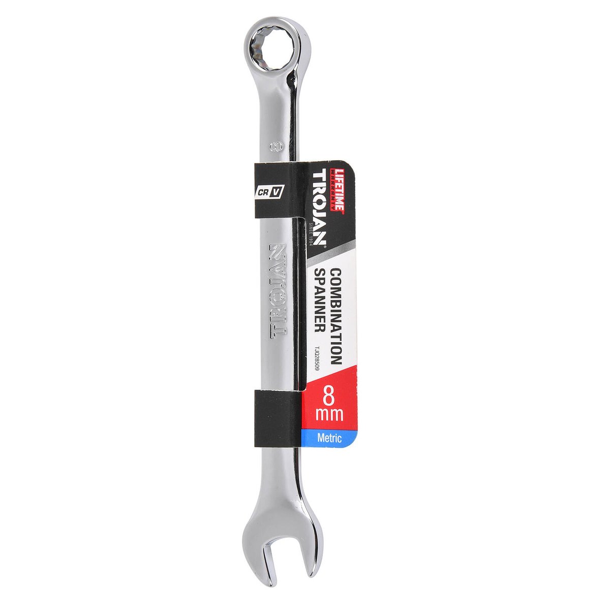 Trojan 8mm Combination Spanner, Chrome Vanadium 12 Point Ring End