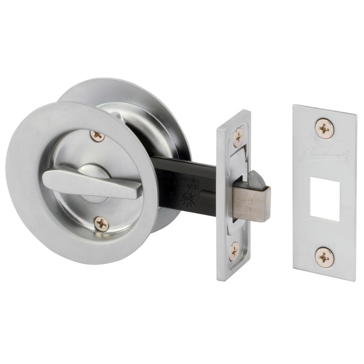 Gainsborough Circular Privacy Sliding Cavity Door Set, Satin Chrome, Lockable