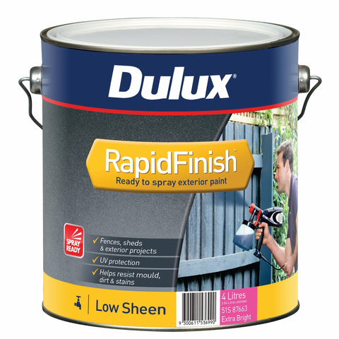 Dulux 4L Rapid Finish Exterior Paint Low Sheen Extra Bright