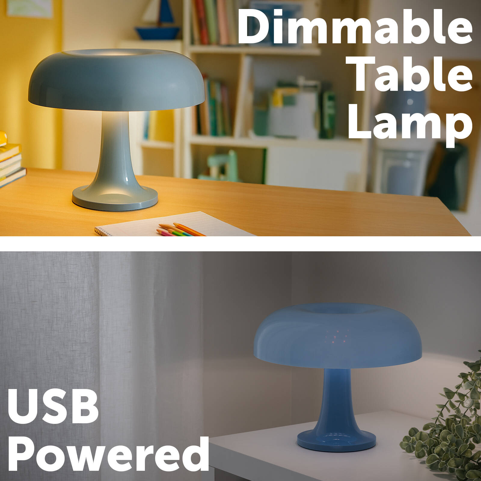 Astin Sinclair Dimmable Mushroom Table Lamp Blue 4W LED Indoor ATBL161BL