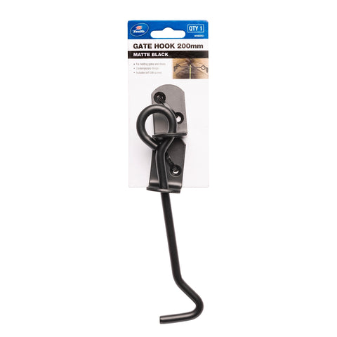 Zenith 200mm Matte Black Steel Gate Hook and Eye