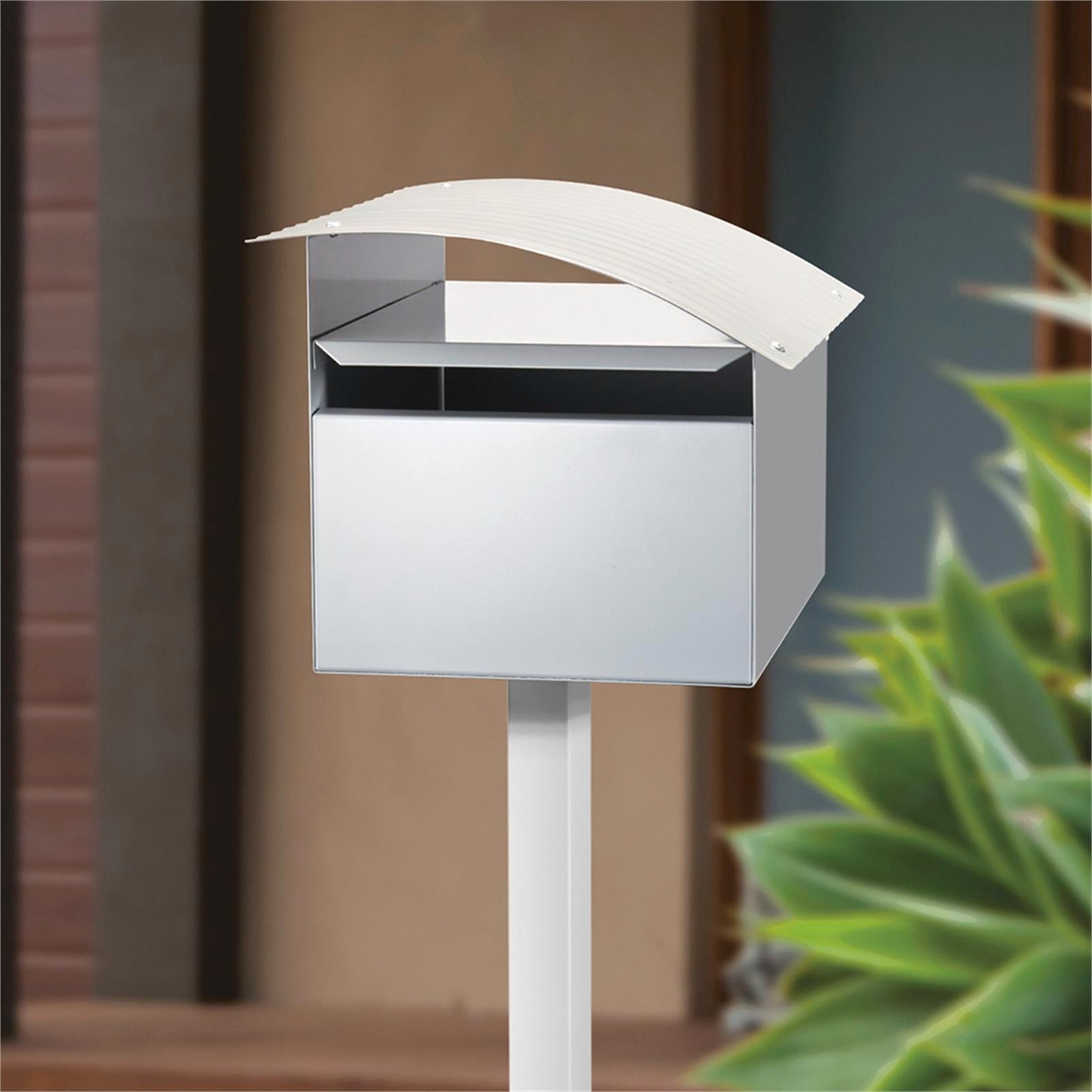 Sandleford Ripple Letterbox White & Silver Galvanised Steel Lockable