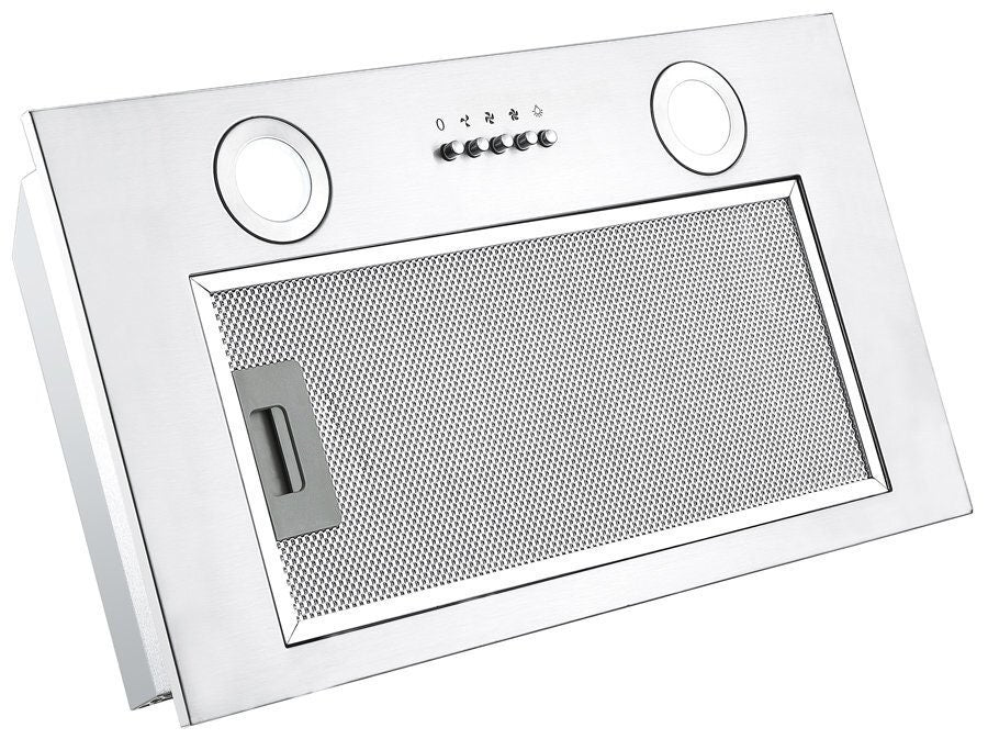 Beko 52cm Undermount Rangehood - Stainless Steel - 600m³/h, 3 Fan Speeds, Dual LED Lamps - BRH52UX