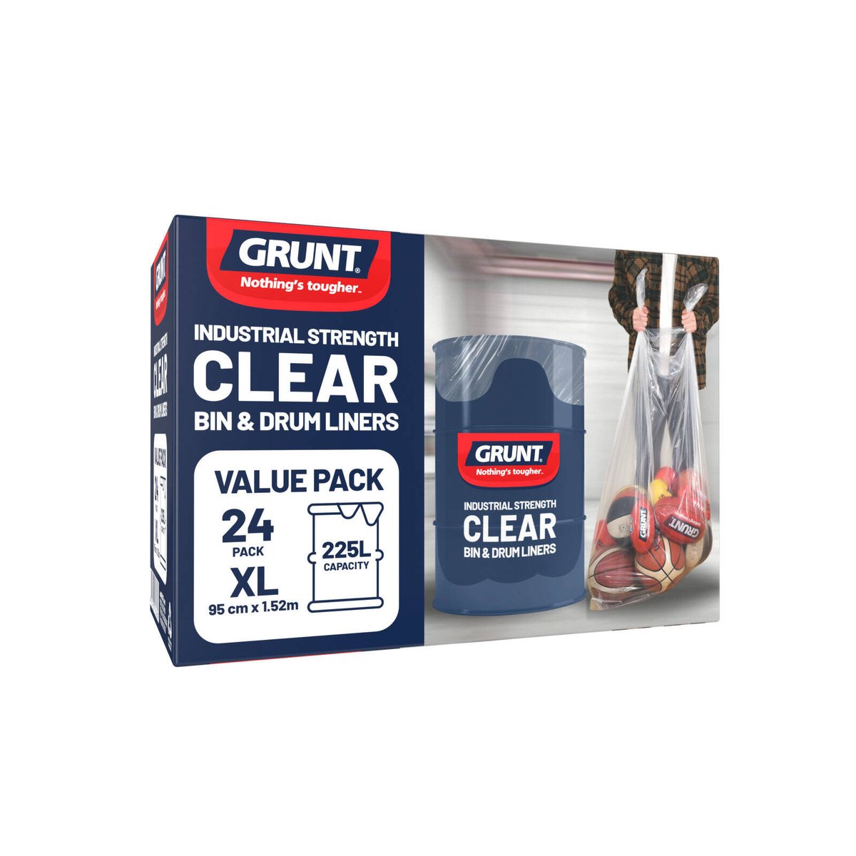 Grunt 225L Clear Heavy Duty Bags 950 x 1520mm