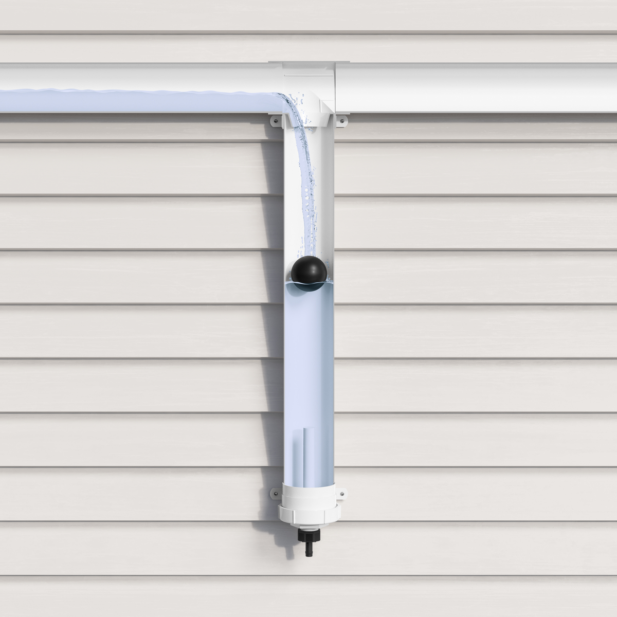 Rain Harvesting 90mm First Flush Downpipe Diverter, White UPVC with Slow Release Valve