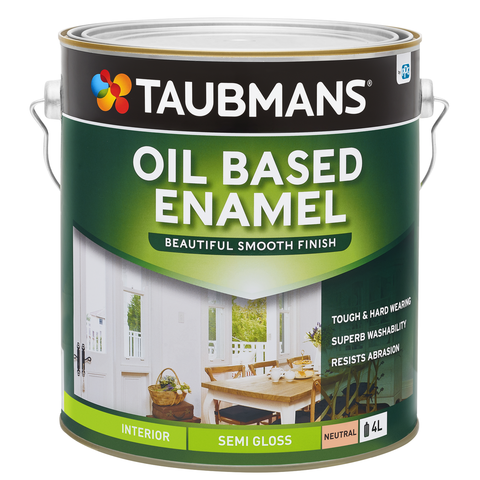 Taubmans 4L Neutral Semi Gloss Oil Based Enamel - Durable Finish - 4L - SuperSaverAU - view 1